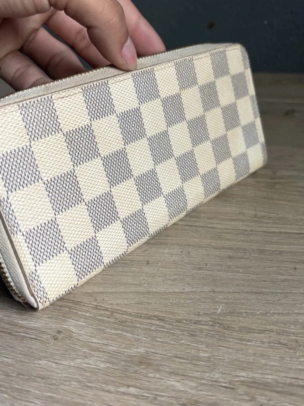 Louis Vuitton Damier Azur Zippy Zip Around Long Wallet White Pink Inner